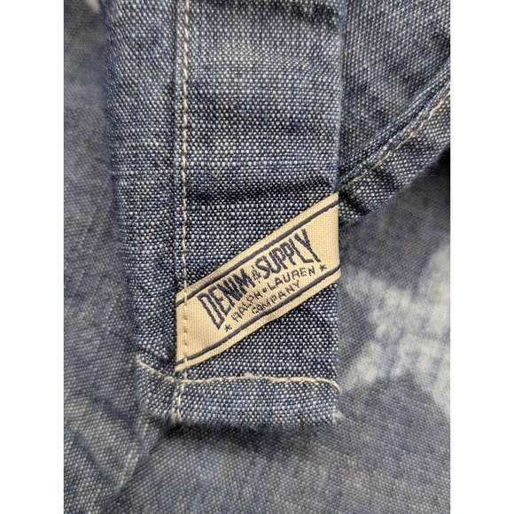 Denim Supply Ralph Lauren Men's XL Shirt Stars Short Sleeve Button Up Blue - Picture 9 of 11